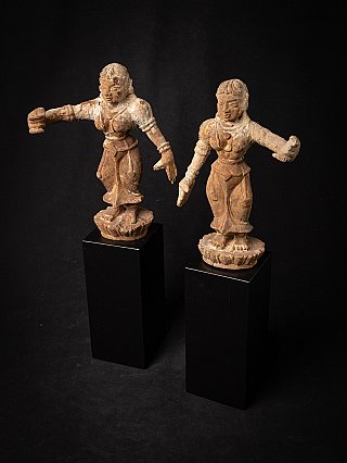 Special pair of 16th-century Indian Apsara statues
