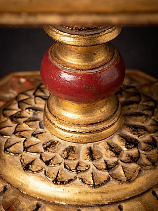 16th-century Burmese gilded wooden Buddha stand with lotus motif