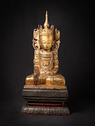 Antique Burmese wooden Buddha statue