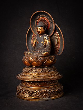 Antieke houten Japanse Amida Boeddha