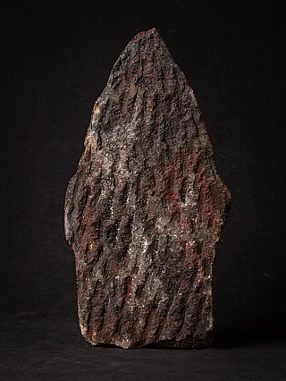 Rear view showing the rough natural stone texture on the back of the marble piece