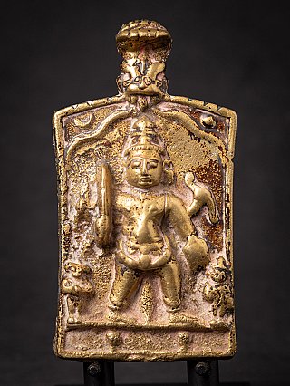 Antiek Indiaas bronzen paneel van Virabhadra