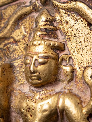 Antiek Indiaas bronzen paneel van Virabhadra