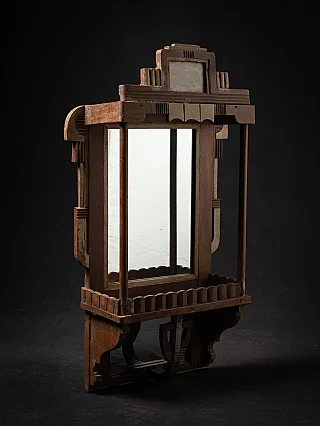 Antiek Indiaas wandkastje met spiegel