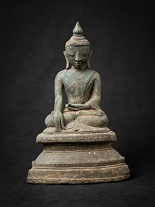Burmese Ava Buddha statue in bronze, seated in bhumisparsha mudra, full front view