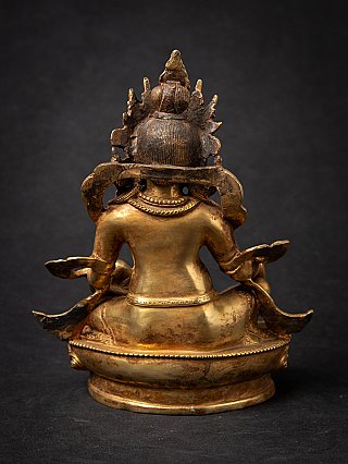 Kuber statue from Nepal in bronze, rear view showing the back and crown
