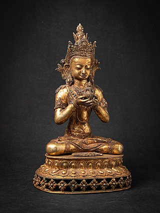 Aparmita Buddha statue in bronze from Nepal, seated, full-front view