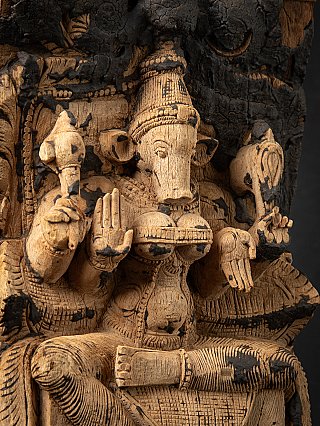 Antike indische Tempel Paneel aus Holz