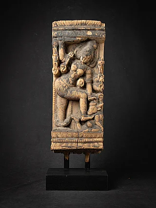 Antique wooden Indian temple panel