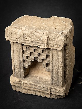 Indian temple shrine in angled view showing the top surface