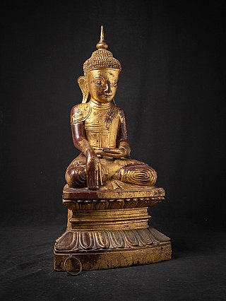 木製　ミャンマー Antique wooden Burmese Shan Buddha from Burma (Myanmar)