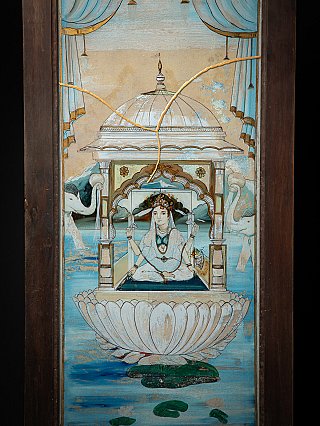 Antieke Indiase glasschildering van de godin Lakshmi