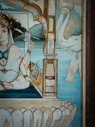 Antieke Indiase glasschildering van de godin Lakshmi