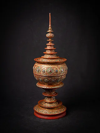 Antikes burmesisches Opferschale aus Holz