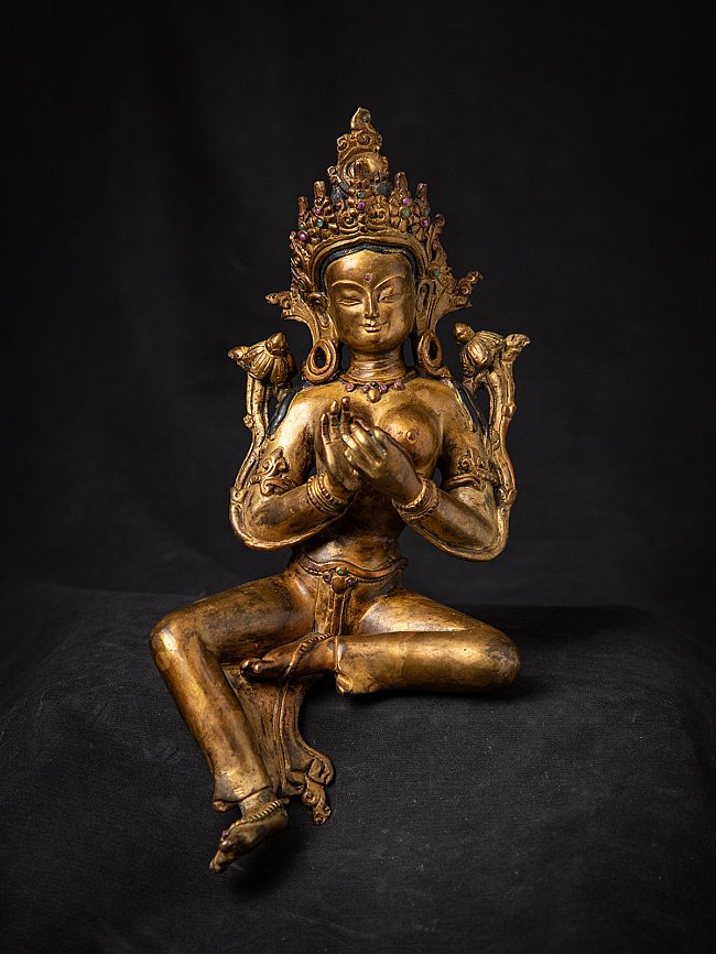 Oude bronzen Nepalese Groene Tara