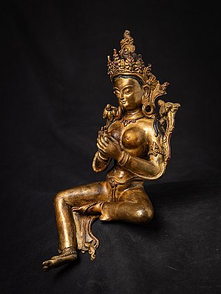 Oude bronzen Nepalese Groene Tara