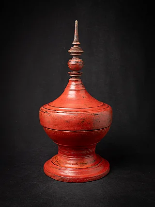 Antique Burmese wooden offering vessel