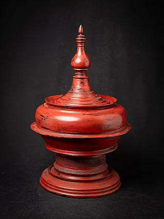 Antique Burmese lacquerware offering vessel