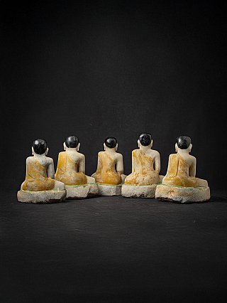 Set van 5 antieke marmeren monniken