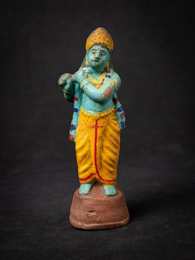 Antiek aardewerk beeld van Krishna