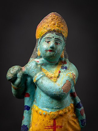 Antiek aardewerk beeld van Krishna