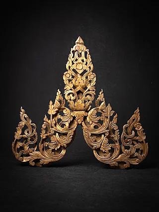 Antique Burmese wooden temple panel