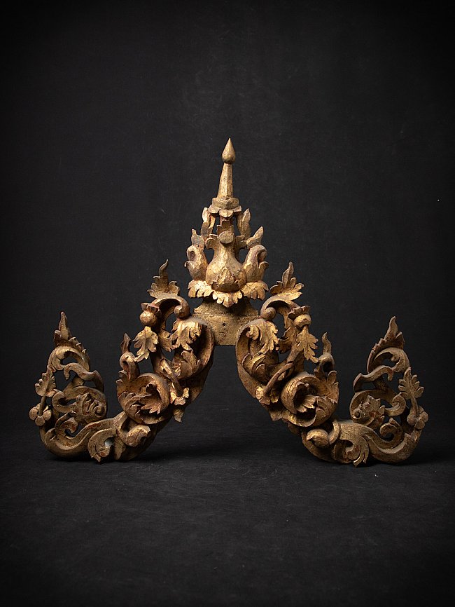Antique Burmese wooden temple panel