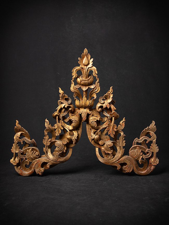 Antique Burmese wooden temple panel