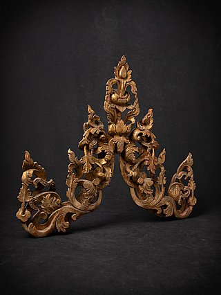 Antique Burmese wooden temple panel
