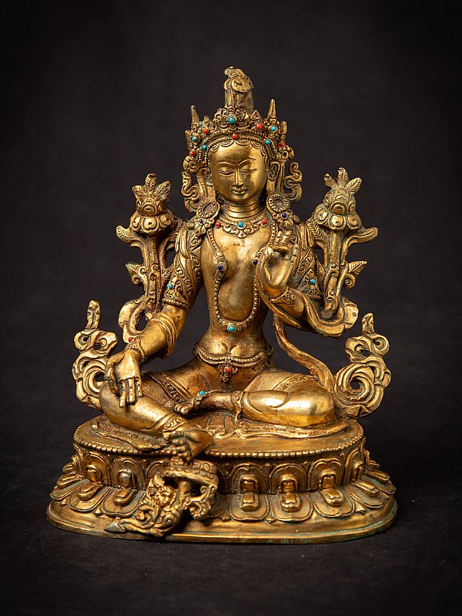 Oude bronzen Nepalese Groene Tara