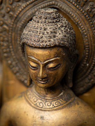 Seltene antike Bronze-Stupa mit vier Bronze Buddhafiguren