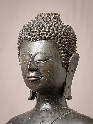 Sehr besondere antike Bronzestatue eines Lao Buddhafigur - Lanxan-Stil