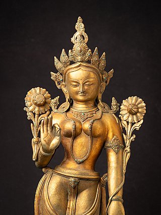 Große stehende bronzene nepalesische Weiße Tara