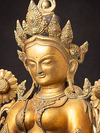 Große stehende bronzene nepalesische Weiße Tara