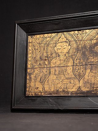 Antikes hölzernes vergoldetes Buddha-Paneel