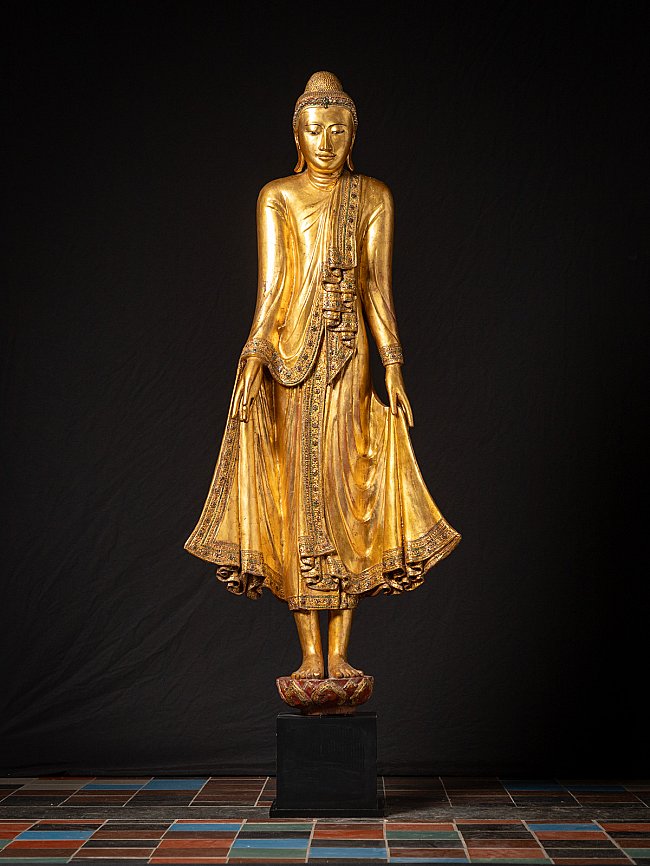 Large antique wooden Burmese Mandalay Buddha