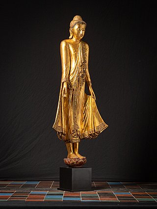 Large antique wooden Burmese Mandalay Buddha