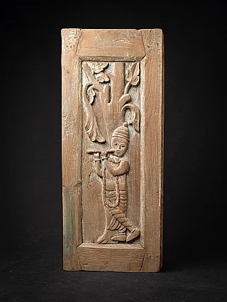 Antique wooden Krishna panel