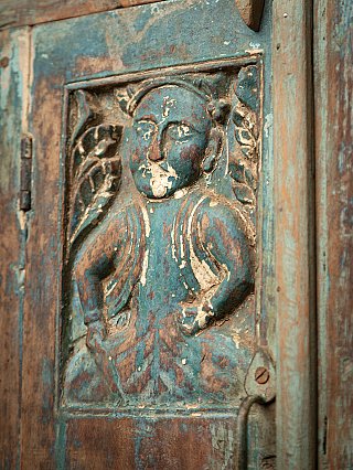 Antiker hölzerner indischer Fensterrahmen