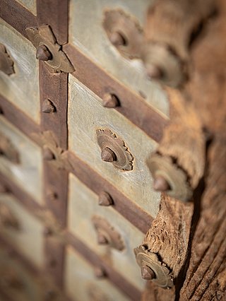 Antique wooden Indian temple doors