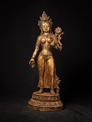 Large Antique Nepalese Green Tara Bronze