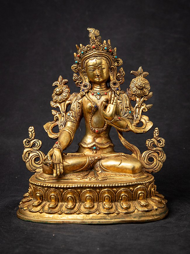 Alte bronzene nepalesische Figur der Weißen Tara