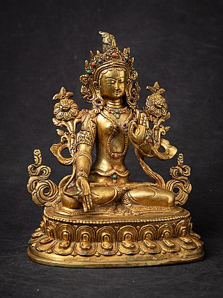 Alte bronzene nepalesische Figur der Weißen Tara