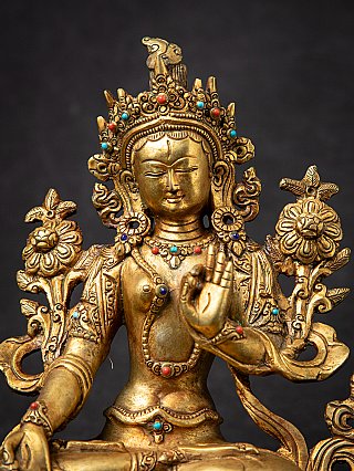 Alte bronzene nepalesische Figur der Weißen Tara