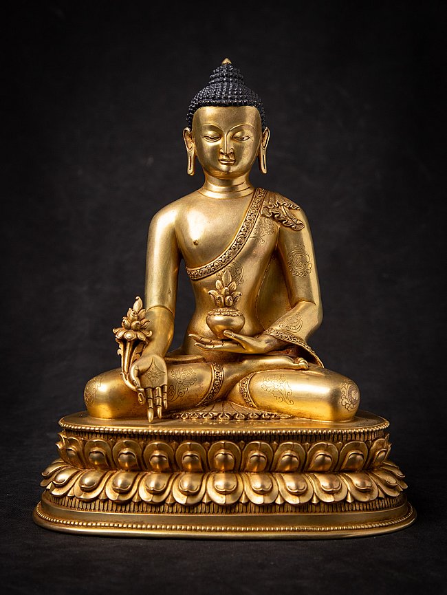 Sehr hochwertige bronzene nepalesische Medizinbuddha
