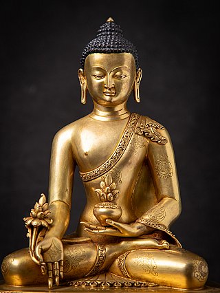 Sehr hochwertige bronzene nepalesische Medizinbuddha