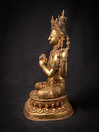 19th century Shan style antique wooden Burmese Saint in Namaskara mudra