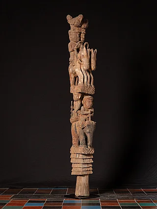 Antique wooden Burmese Chin pole