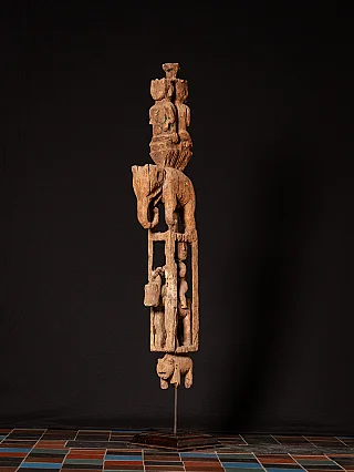 Antique wooden Burmese Chin pole