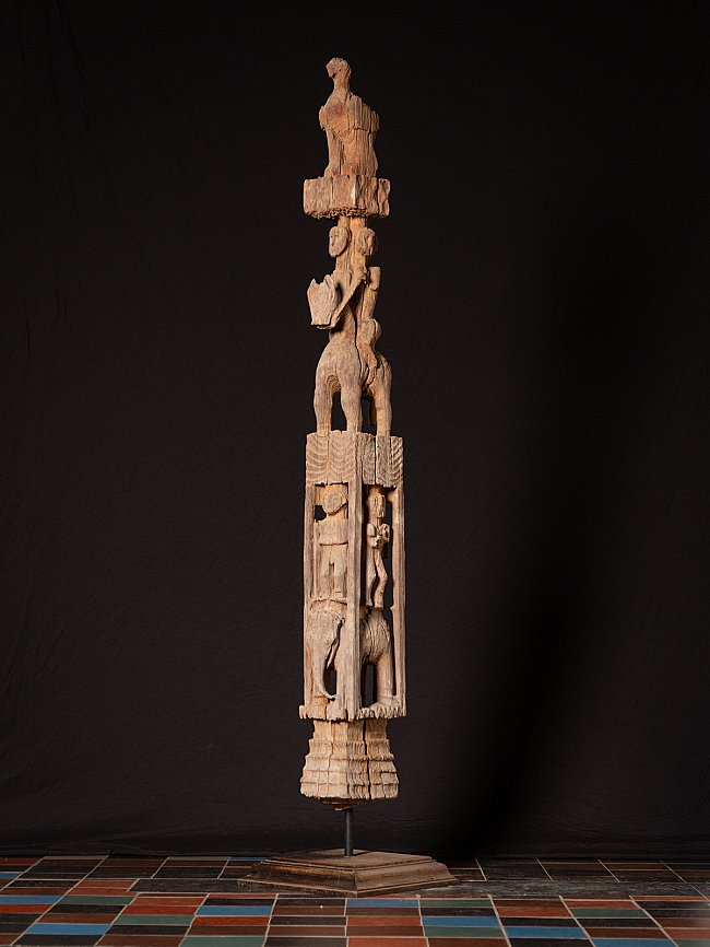 Antique wooden Burmese Chin pole